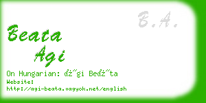 beata agi business card